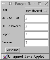 Query applet ODBC data source dialog box