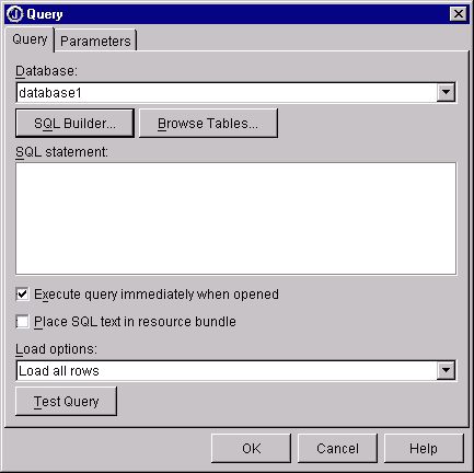 Query dialog box query tab