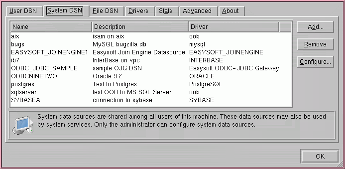 Linux ODBC System DSNs